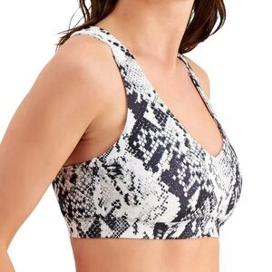 Ideology Women's Performance Snake-Embossed Low Impact Sports Bra White Sz Small